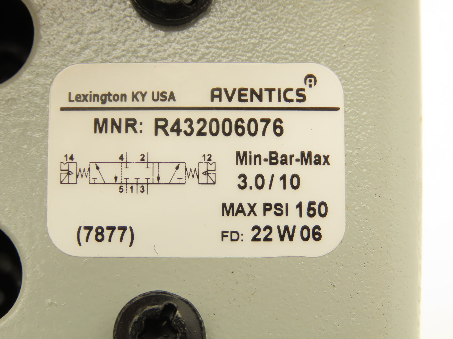 Aventics R432006076 Pneumatic Solenoid Directional Valve 45-145psi 120VAC Coil