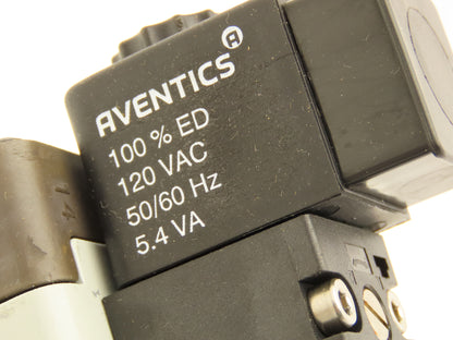 Aventics R432006076 Pneumatic Solenoid Directional Valve 45-145psi 120VAC Coil