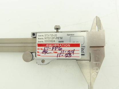Mitutoyo 573-725-20 Digimatic Point Tip Caliper 0-6" 150mm .0005" NTD12P-P6"M
