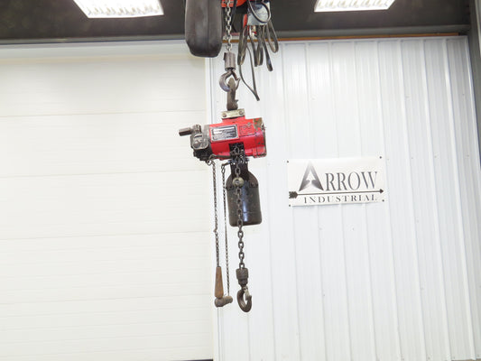 Aro R 1/4 Ton 500lb Pneumatic Air Chain Hoist 12' 9" Lift Travel 20" Pull Chain