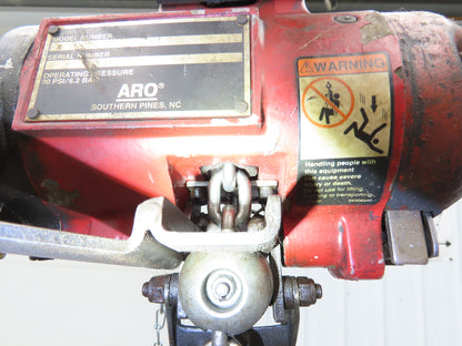 Aro R 1/4 Ton 500lb Pneumatic Air Chain Hoist 20' Lift Travel 15' Pull Chain