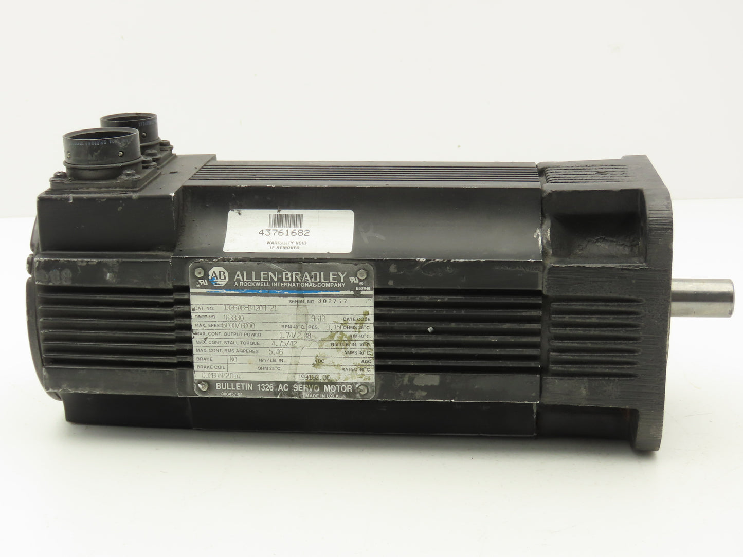 Allen Bradley 1326AB-B420H-21 Servo Motor 1.74/2.08kW 5000/6000RPM