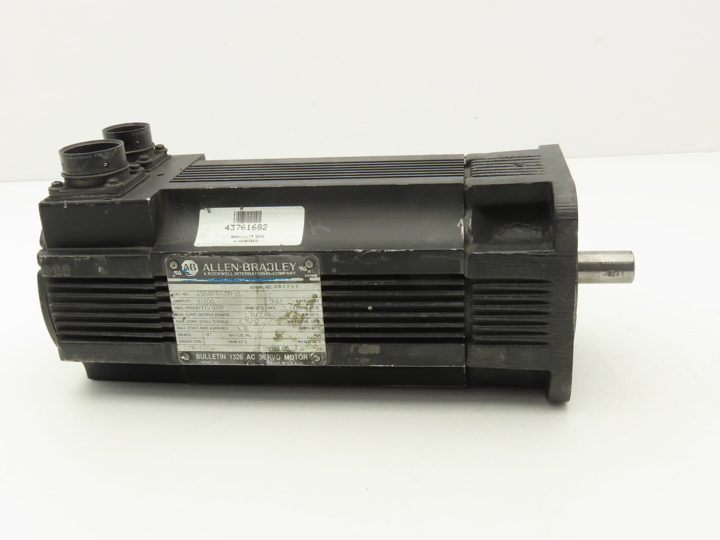 Allen Bradley 1326AB-B420H-21 Servo Motor 1.74/2.08kW 5000/6000RPM