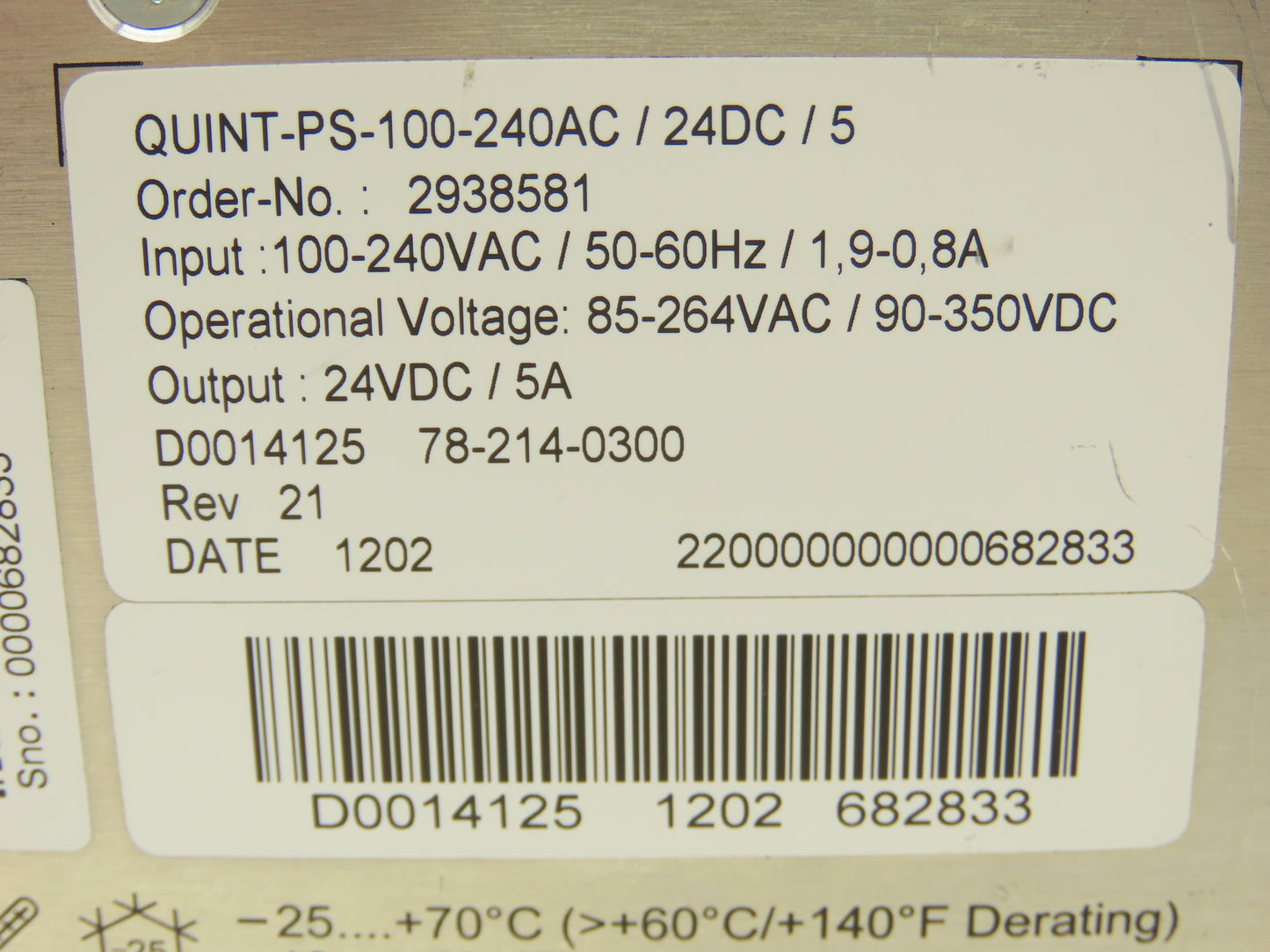 Phoenix Contact QUINT-PS-100-240AC/24DC/5 2938581 Power Supply 24VDC/5A Lot of 3