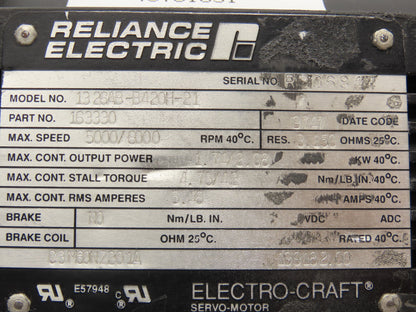 Reliance Electric 1326AB-B420H-21 Servo Motor 1.74/2.08kW 5000/6000RPM