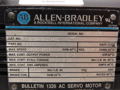Allen Bradley 1326AB-B420H-21 Servo Motor 1.74/2.08kW 5000/6000RPM