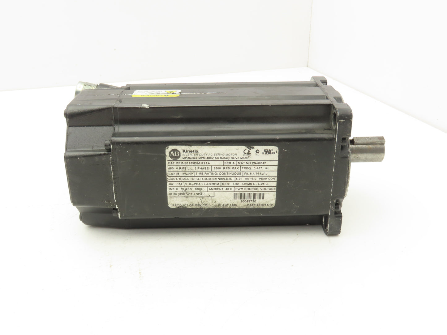 Allen Bradley MPM-B1153E-MJ72AA Kinetix AC Servo Motor 1.86Hp 3500 RPM 480V 3PH