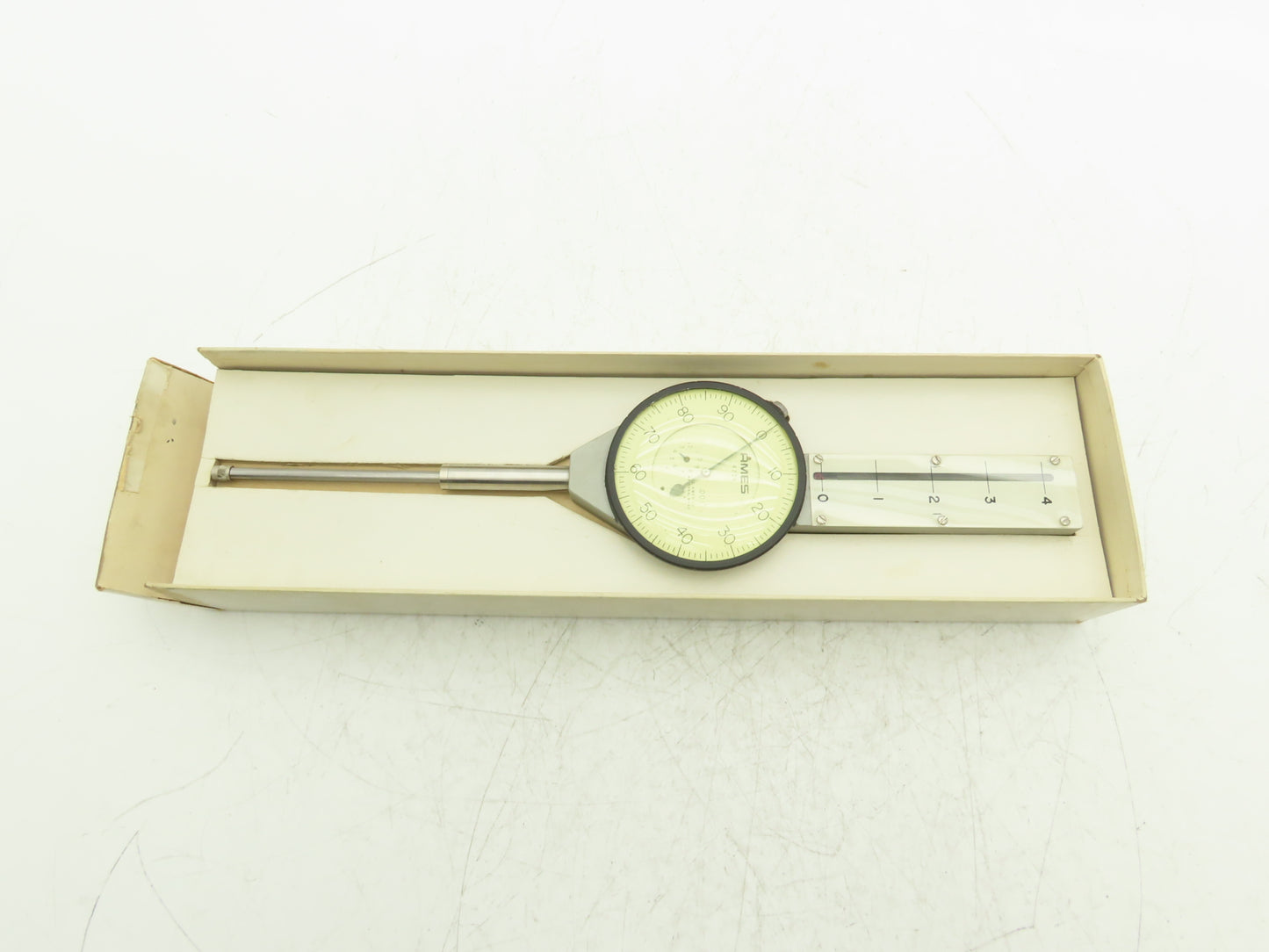 Ames 4224 Vintage Dial Indicator Gage 0-100 Dial 4" Range .001"