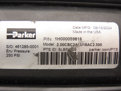 Parker 2.00CBC2ALU18AC2.500 Pneumatic Air Cylinder 2.5" Bore 2.5" Stroke 250PSI