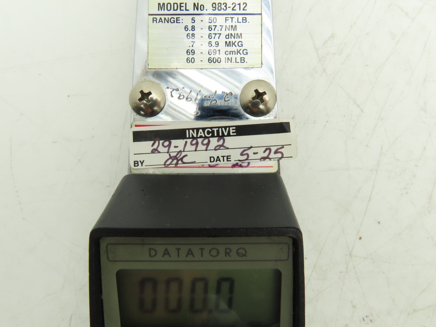 Mitutoyo Datatorq 983-212 Digital Torque Wrench 5-50 Ft-Lb 3/8" Drive -No Cable