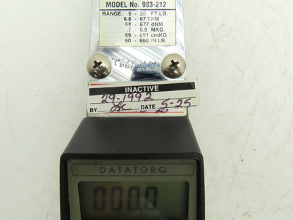 Mitutoyo Datatorq 983-212 Digital Torque Wrench 5-50 Ft-Lb 3/8" Drive -No Cable