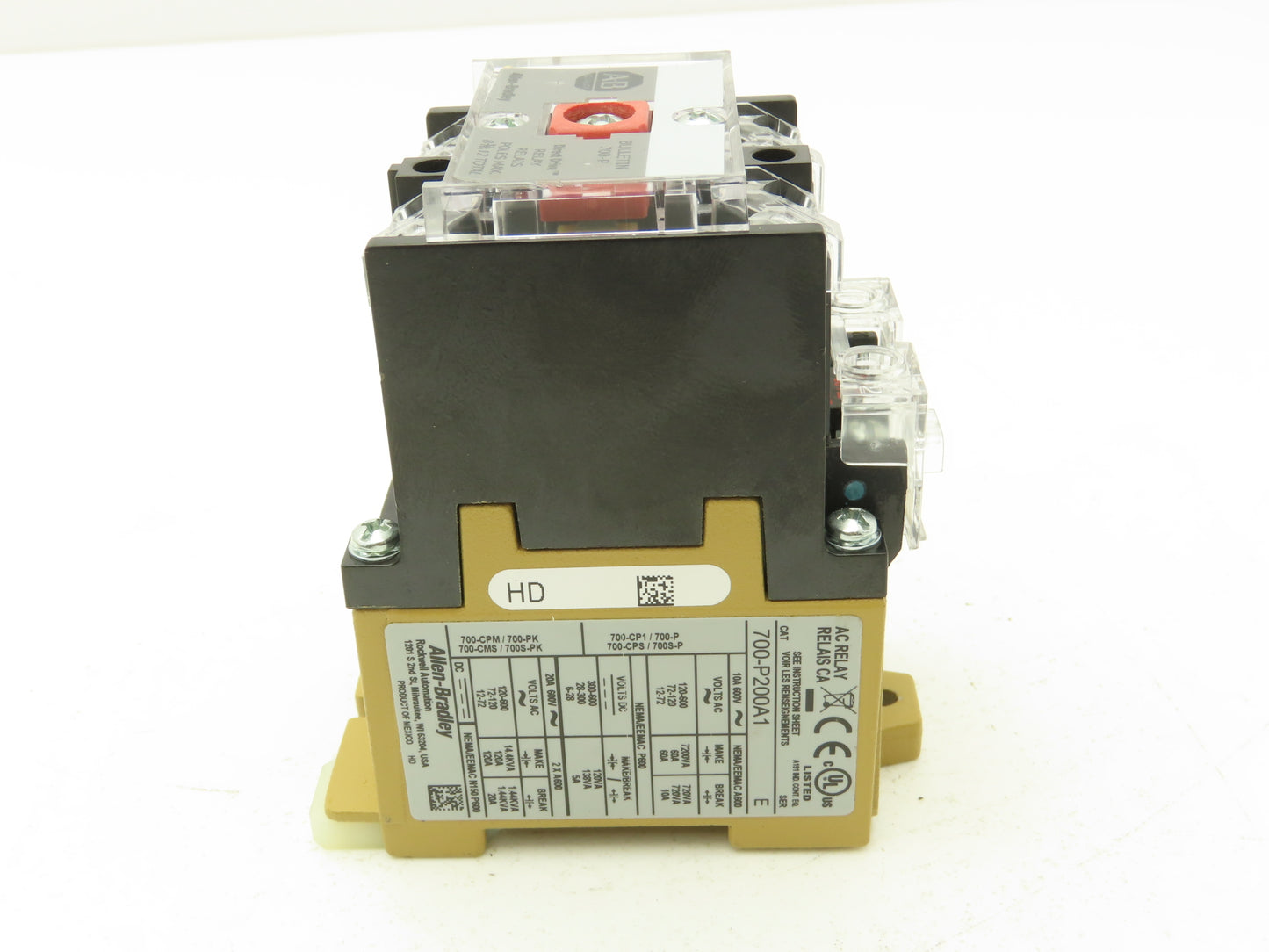 Allen-Bradley 700-P200A1 AC Relay 2 Pole Contactor 10A 600V 2NO 120V Coil Ser E