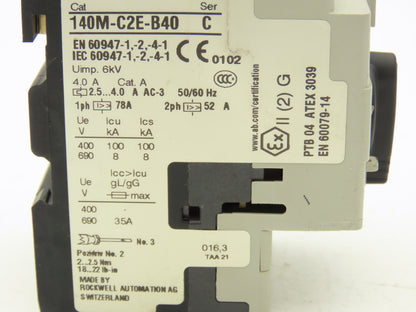 Allen Bradley 140M-C2E-B40 Circuit Breaker Motor Protection 2.5-4A Lot of 4
