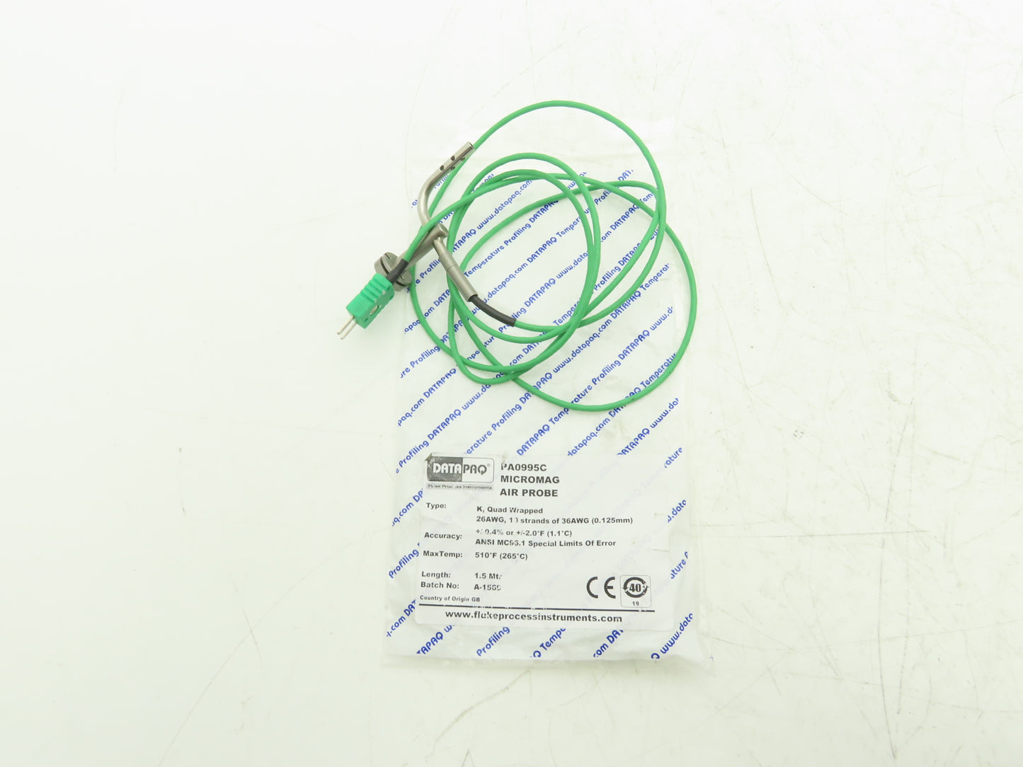 Datapaq PA0995C Data Logger Type K MicroMag Air Probe Thermocouple 510°F
