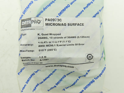 Datapaq PA0973C Data Logger Type K MicroMag Air Probe Thermocouple 510°F