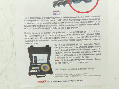Gardco PA-2000 Cross Cut Paint Adhesion Test Kit with 11-Tooth Cutter PA-2053