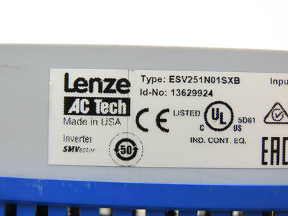 Lenze ESV251N01SXB SMV Drive 1/3HP 1240/240 VAC Input 0-500Hz 0-230 3ph .33Hp