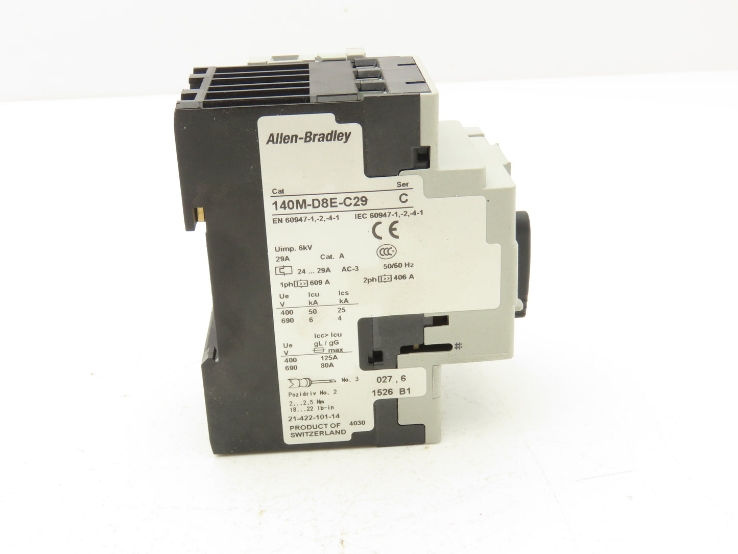Allen Bradley 140M-D8E-C29 Manual Circuit Breaker Motor Protection 24-29A 3 Pole
