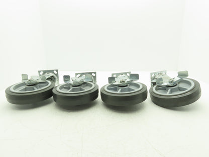 8x2" Swivel Plate Locking Caster Wheel Gray Rubber Thermoplastic  Set of 4