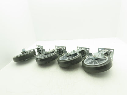 8x2" Swivel Plate Locking Caster Wheel Gray Rubber Thermoplastic  Set of 4