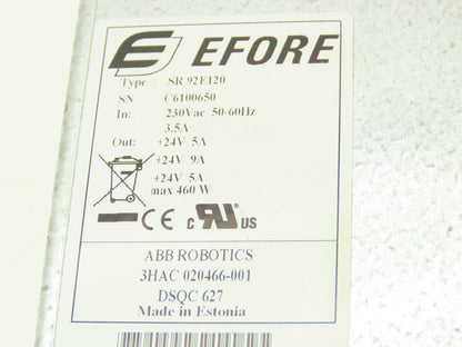 ABB 3HAC020466-001 DSQC627 EFORE SR92E120 Robot Power Supply 230VAC In 24V Out