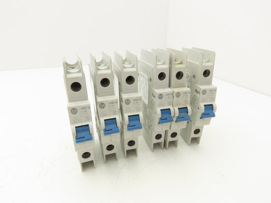 Allen Bradley Circuit Breaker 2/4/5/15/20A 1 Pole Mixed Lot of 6