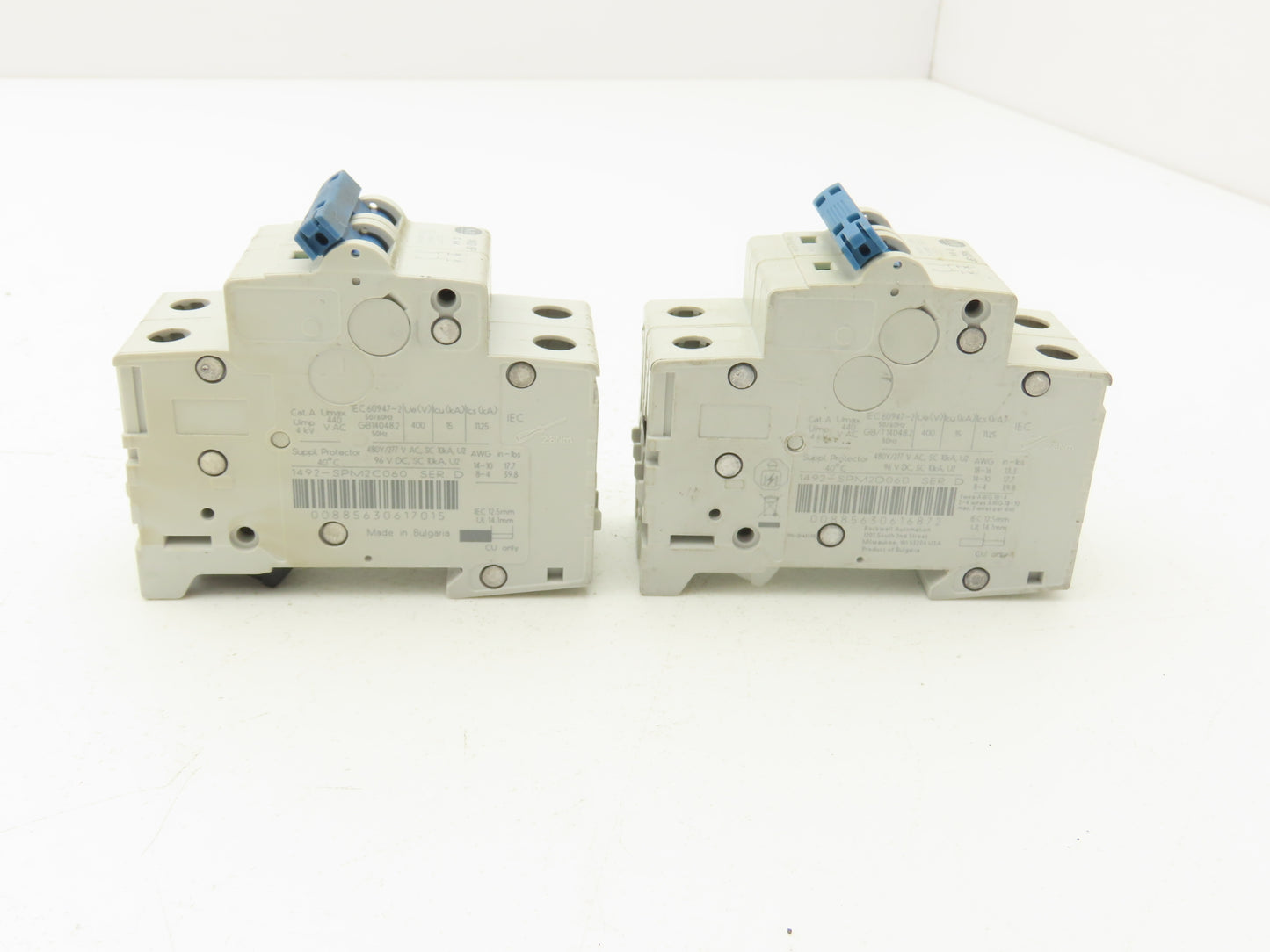 Allen Bradley 1492-SPM2D060 Circuit Breaker 6A 2 Pole 480 VAC Ser D Lot of 2