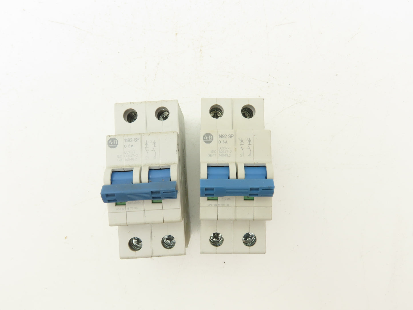Allen Bradley 1492-SPM2D060 Circuit Breaker 6A 2 Pole 480 VAC Ser D Lot of 2