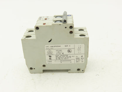 Allen Bradley 1492-SP2D040 Mini Circuit Breaker 4A 2-Pole 480V Ser C Lot of 6