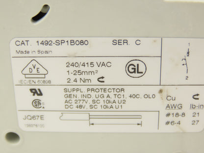 Allen Bradley 1492SP1C080 1492-SP1C080 Circuit Breaker 8A 1 Pole Lot of 6