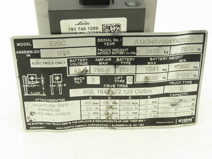 Linde 791 740 1259 Forklift Voltage Transformer Removed From E20C