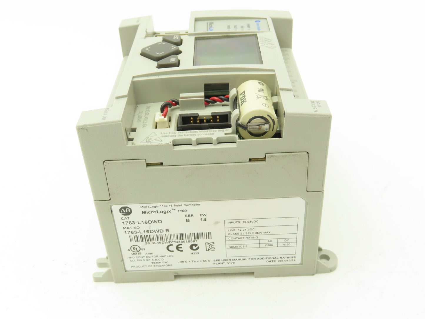 Allen Bradley 1763-L16DWD PLC MicroLogix 1100 16 Point Controller Ser B FW 14