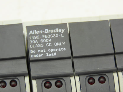 Allen Bradley 1492-FB3C30-L Fuse Holder 30 Amp 3 Pole 600V Indicator Lot of 3