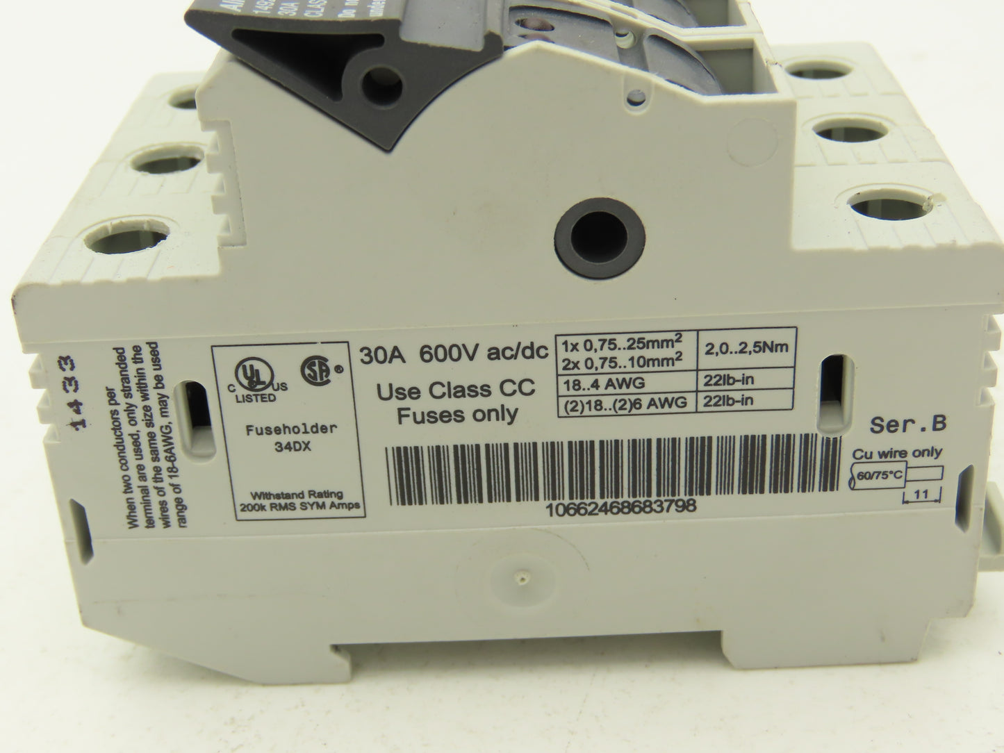 Allen Bradley 1492-FB3C30-L Fuse Holder 30 Amp 3 Pole 600V Indicator Lot of 3