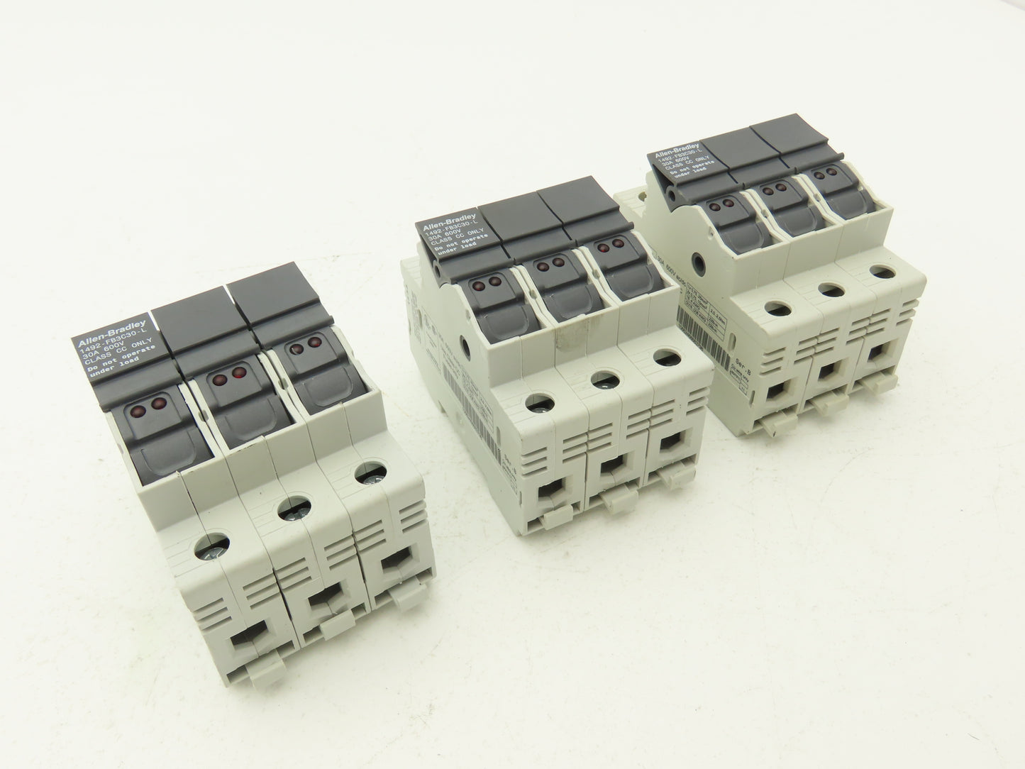 Allen Bradley 1492-FB3C30-L Fuse Holder 30 Amp 3 Pole 600V Indicator Lot of 3