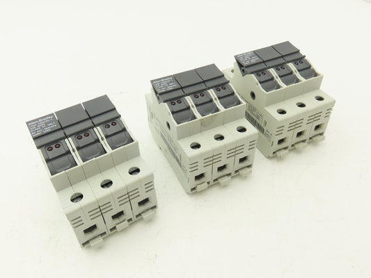 Allen Bradley 1492-FB3C30-L Fuse Holder 30 Amp 3 Pole 600V Indicator Lot of 3