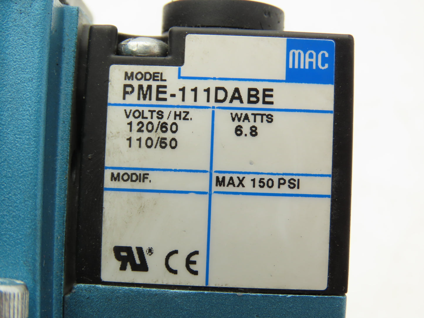 MAC 6311D-212-PM-111DA Pneumatic Solenoid Valve 120VAC 3/8"NPT W/Manifold 150PSI