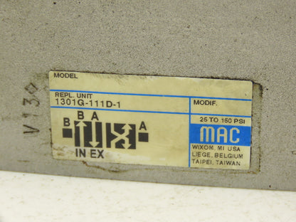 MAC 1301G-111D-1 Pneumatic Single Solenoid Valve 4/2-way 120V