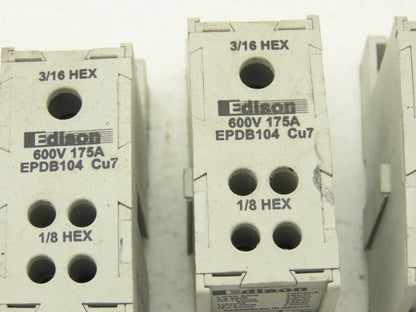 Edison EPDB104 Power Distribution Block 600V 175A 2-14awg Lot of 9