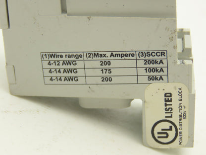 Edison EPDB104 Power Distribution Block 600V 175A 2-14awg Lot of 9
