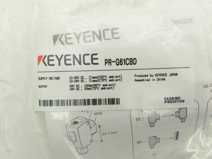 Keyence PR-G61CBD Photoelectric Sensor Retro-reflective M12 10-30VDC