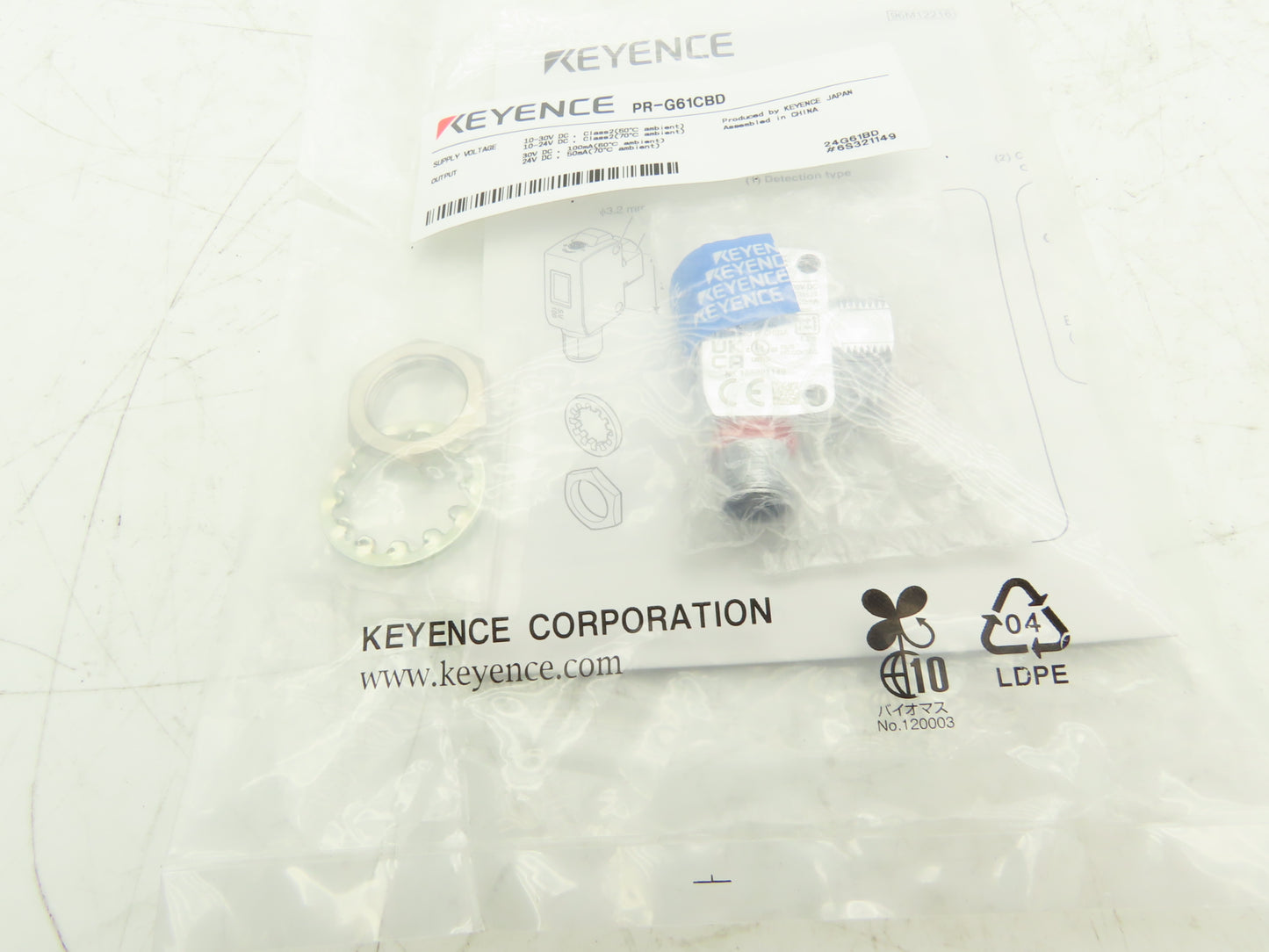 Keyence PR-G61CBD Photoelectric Sensor Retro-reflective M12 10-30VDC