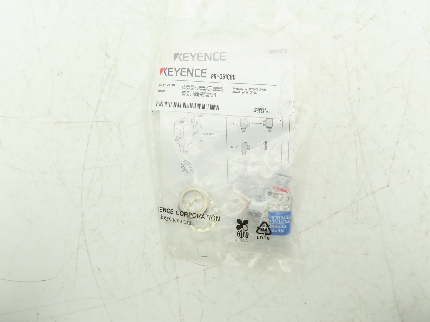 Keyence PR-G61CBD Photoelectric Sensor Retro-reflective M12 10-30VDC