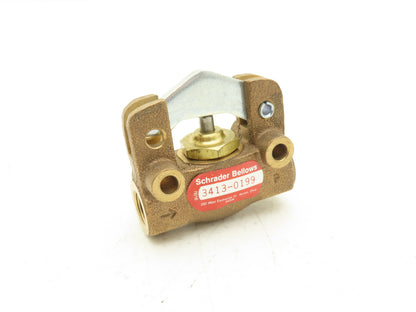 Parker Schrader Bellows 034130199 Brass Pneumatic Valve 2-Way Lever 1/4" NPT