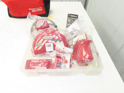 Master Lock 1458VE410 Portable Lockout Kit 8 Padlocks Gate Covers Hasp Cable
