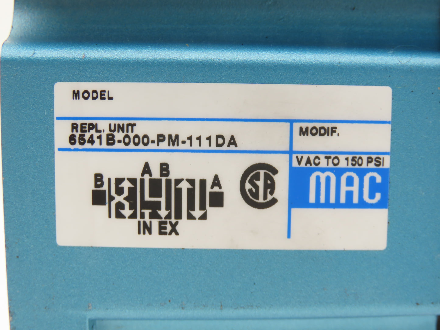 MAC 6541B-000-PM-111DA Pneumatic Solenoid Valve 150psi 120V PME-111DABE