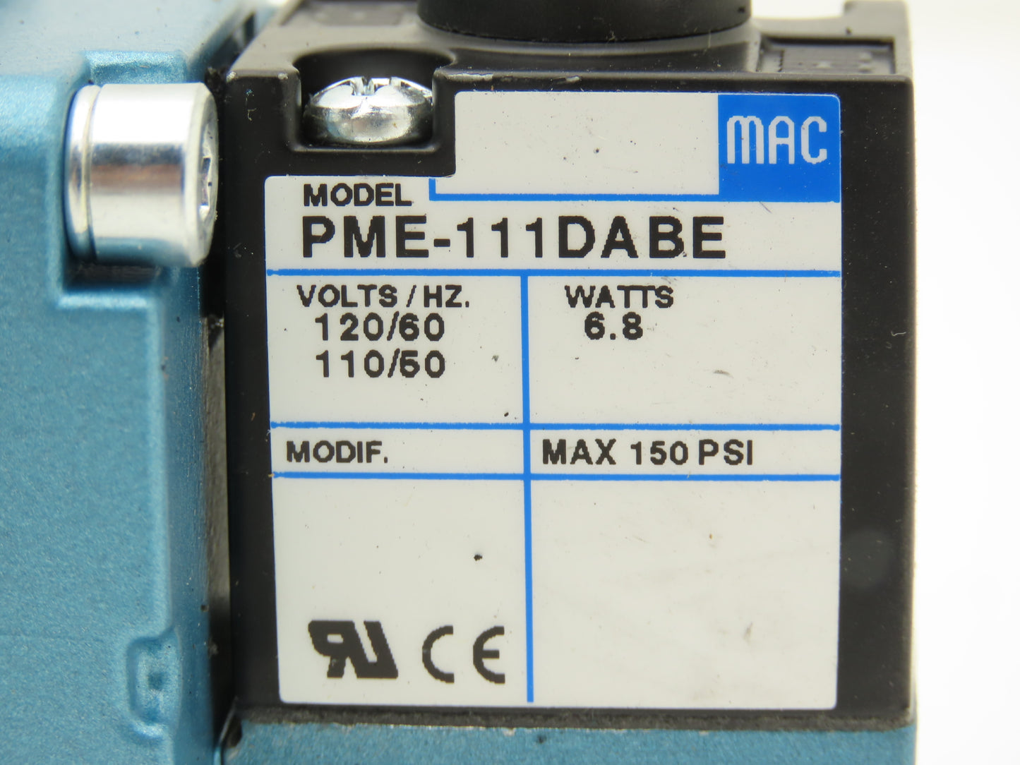 MAC 6541B-000-PM-111DA Pneumatic Solenoid Valve 150psi 120V PME-111DABE