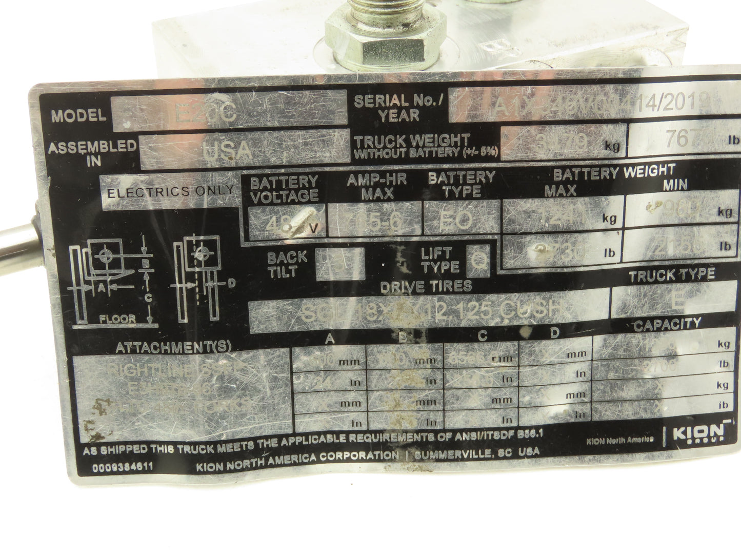 Linde 0009440852 Electric Forklift Brake Control Valve Removed From E20C