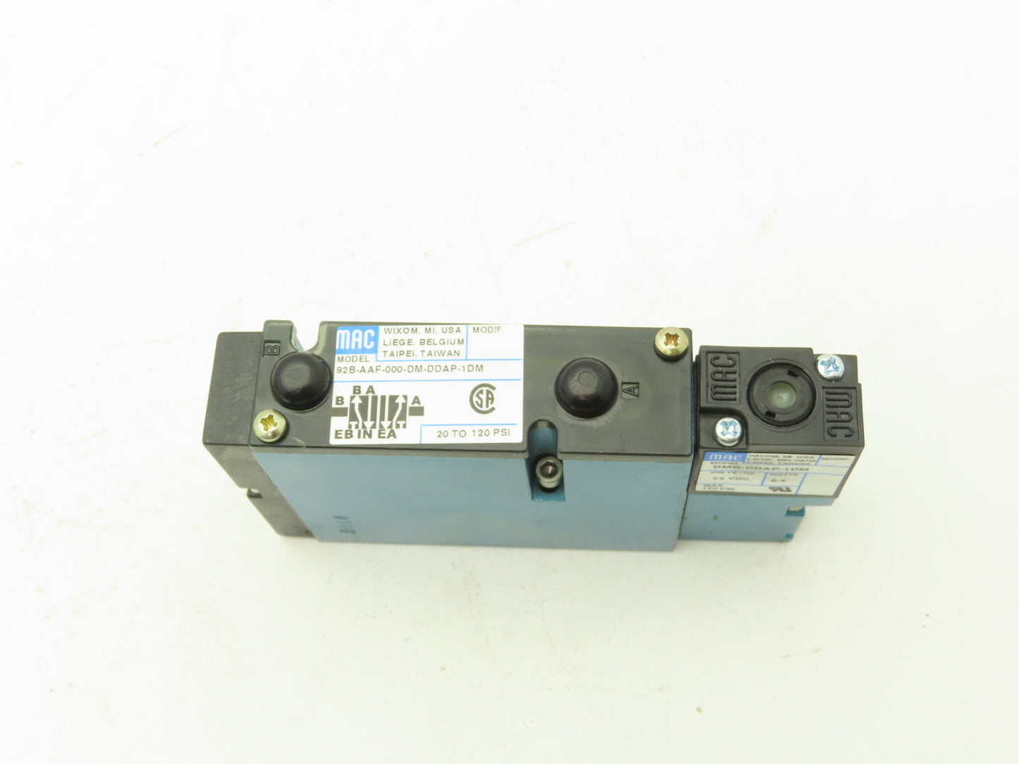 MAC 92B-AAF-000-DM-DDAP-1DM Pneumatic Solenoid Valve 120psi 24VDC DMB-DDAP-1DM