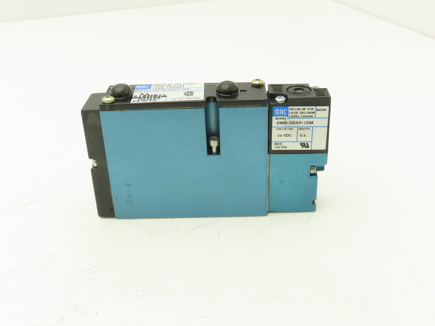 MAC 92B-AAF-000-DM-DDAP-1DM Pneumatic Solenoid Valve 120psi 24VDC DMB-DDAP-1DM